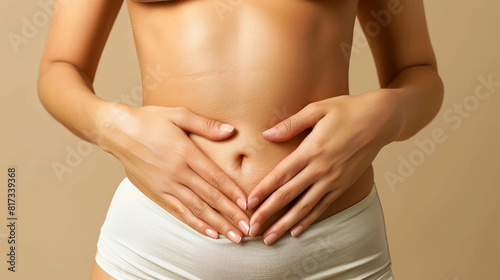 Remove stretch marks and improve skin elasticity on a flabby belly using skincare techniques.