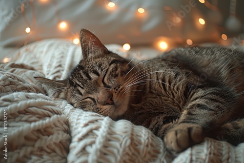 Majestic Kittenscape: Tranquil Naptime on Opulent Bedding