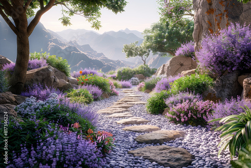 The gentle, soothing hues of lavender and sage, like a peaceful garden retreat. Concept of holistic wellness. Generative Ai.