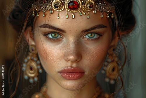 Gothic Empress: Byzantine Aesthetic Fantasy Portrait with Intricate Details