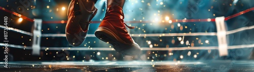 A boxer's feet moving swiftly during a match