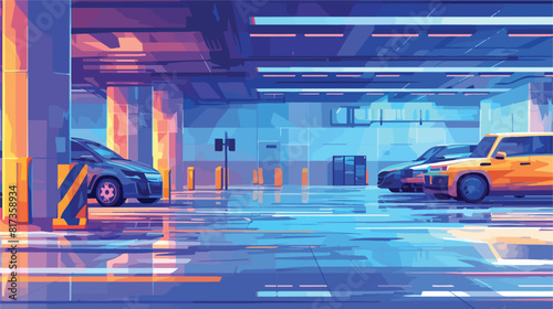 Underground car parking vector illustration. 3d int