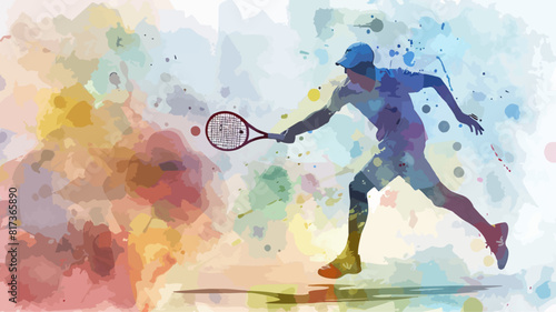 Tennis Sport Silhouette Aquarell