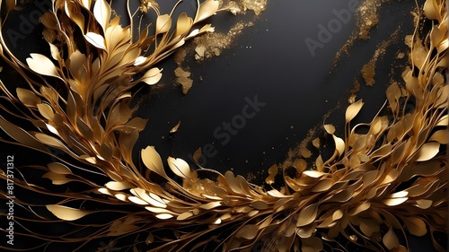 a frame of brilliant gold shimmer on a dark backdrop. enchanting luminous appearance. A shimmering gold. In a dark place, abstract brilliance. sophisticated flair. Glimmering with opulence and sophist