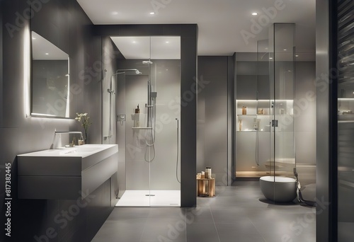 room evening modern shower Gray