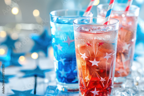 colorful patriotic drinks with star embellishments for holiday celebrations