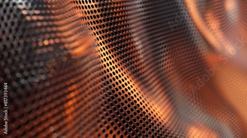 Sheet of perforated metal with copper content realistic