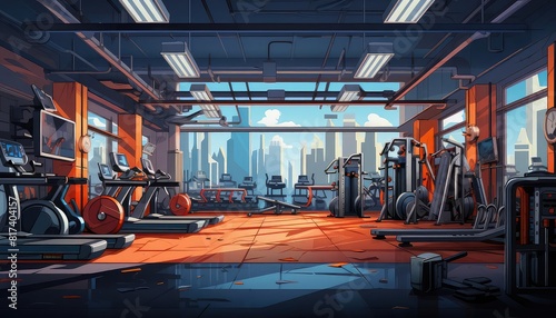 Gym background flat design front view highenergy fitness hub theme animation Complementary Color Scheme