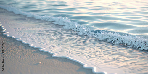 The gentle waves of a calm ocean lap against a sandy shore, mirroring the rhythms of life. ....... close up