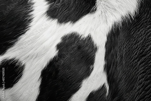 striking black and white cowhide texture with smooth surface abstract photo