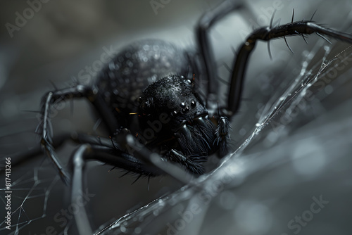 Detailed Close-Up View of Widow Spider for Accurate Identification and Study