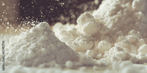 White powder dances on a table, taunting its unsuspecting prey. Cocaine Drugs.