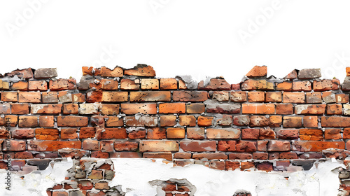 Red brick wall,on white background