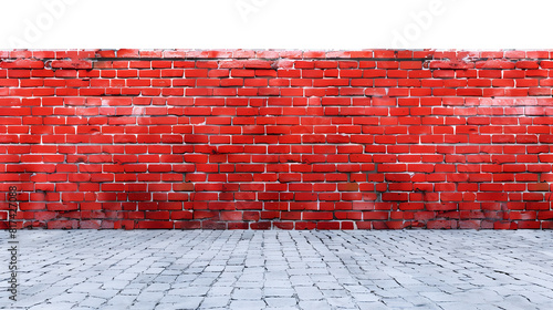 Red brick wall,on white background
