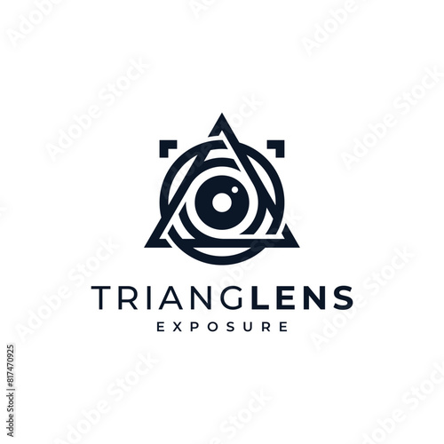 camera with lens and exposure triangle, for knowledge logo and photography basics