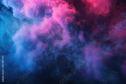 3d render of colorful smoke cloud, pink and blue color, dark background, cinema4D, hyper detailed, high resolution, volumetric light,