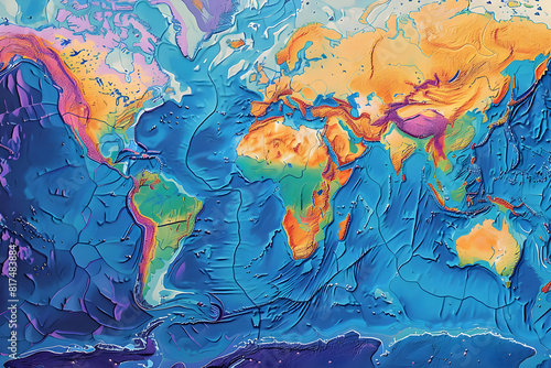 Illustration Depicting Global Warm and Cool Ocean Currents Mapped Geographically