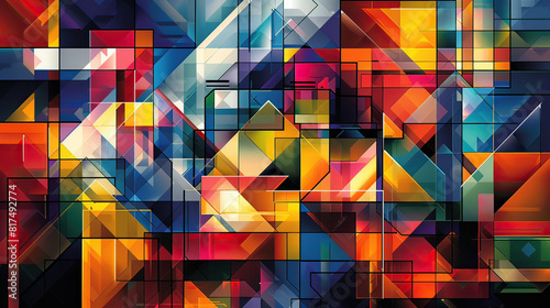 Generative art with colorful geometric patterns, abstract, modern, digital illustration