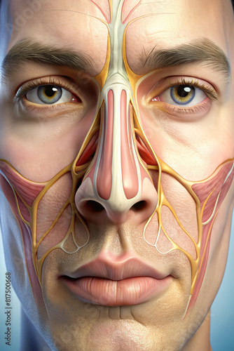 Detailed image of the human nose, focusing on the nostrils, bridge, and the subtle contours of the nasal area.