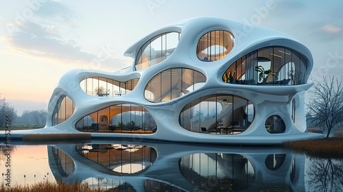 Innovative office complex with futuristic architecture