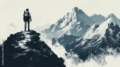 Illustrate the adventurous spirit of an intrepid traveler navigating a rocky mountain path