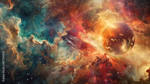 Create a mixed media artwork inspired by astrophysics