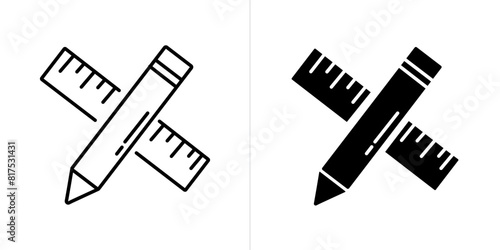 Measuring tool editable stroke and solid web icon set. Vector illustration