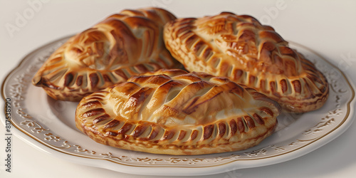Delicious Plate of Cornish Pasties with Flaky Pastry and Beef