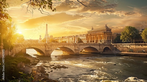 Advertisement - podium photo showcasing travel in France, including the Eiffel Tower, Pont du Gard, Amphitheatre of Nîmes, and the Louvre Museum in color