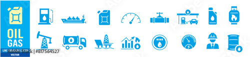 Oil, Gas icon set. gas, industry, oil well, fuel, canister, tanker, petroleum. icons collection illustration vector.