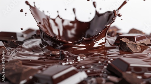 Chocolate splash isolated with clipping path. AI Generative
