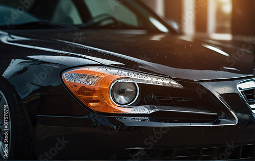  Close Up Commercial Photo of a Fast Car Being Washed in a Low Key Cinematic Studio