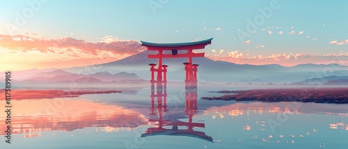 A graphic representation of a Japanese torii gate, symbolizing the transition from the mundane to the sacred 8K , high-resolution, ultra HD,up32K HD