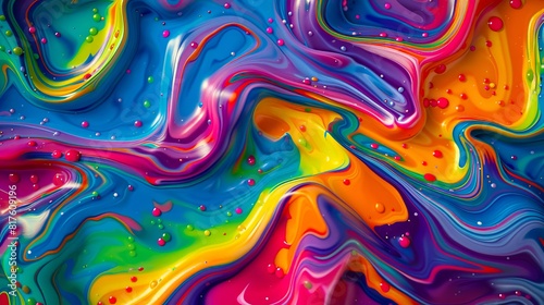 A colorful abstract background with liquid and bubbles.