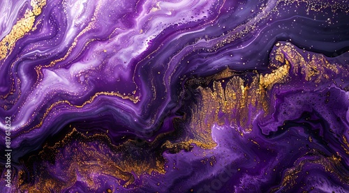 A purple and gold abstract painting.