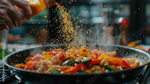 A wok filled with chopped tomatoes being stirred with a spatula