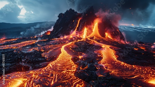 A volcano is a mountain that has a vent or vents in the Earth's surface through which lava, ash, and gases escape.