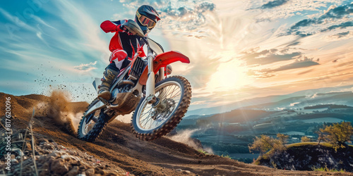 Man Riding Dirt Bike on Hill