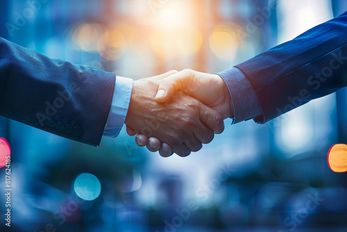 Businessmen making handshake with partner greeting