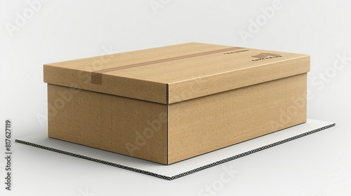 Package on white background, Rectangular cardboard box with printed branding, displayed on a die-cut white background. surrealistic Illustration image,