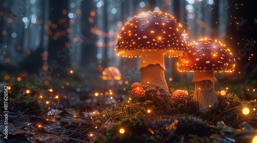 mystical mushrooms neon