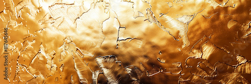 A shimmering gold metal background with a hammered texture, close-up for luxury design 