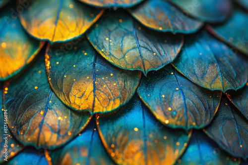 Close-up view of a shimmering fish scale texture as a dynamic background 