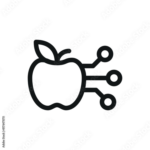 GMO food isolated icon, genetically modified apple vector symbol with editable stroke