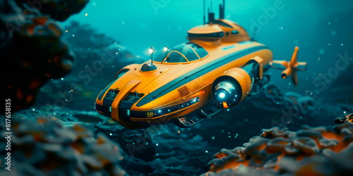 Ocean exploration vehicles include submarines, deep sea divers and ROVs (remote controlled vehicles) exploring the mysterious depths of the ocean.