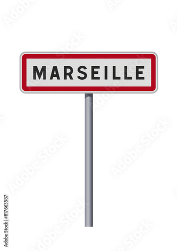 Panneau d'entrée de la ville de Marseille (Bouches-du-Rhône) en vectoriel