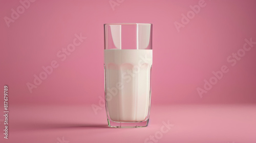 Glass of Milk on Pink Background - Dairy Beverage Simplicity. World Milk Day