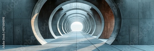 Light shining through a dark concrete tunnel