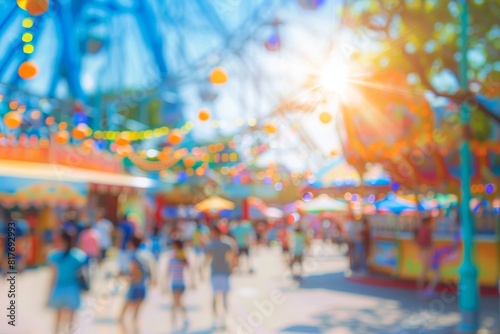 Blur theme park in daylight for background