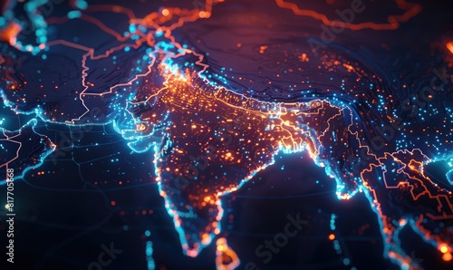 Glowing network in India's digital map